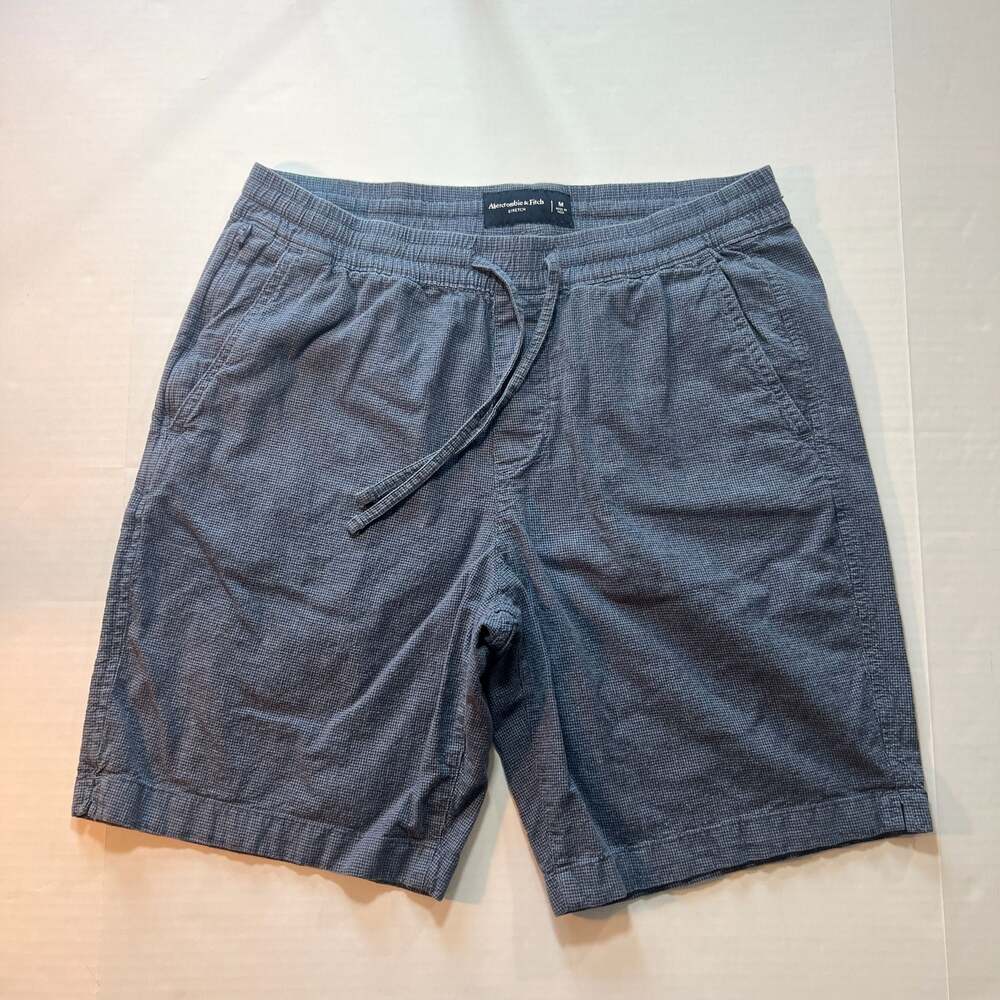Abercrombie & Fitch Stretch Drawstring Shorts Men's Size M Blue Micro-Check